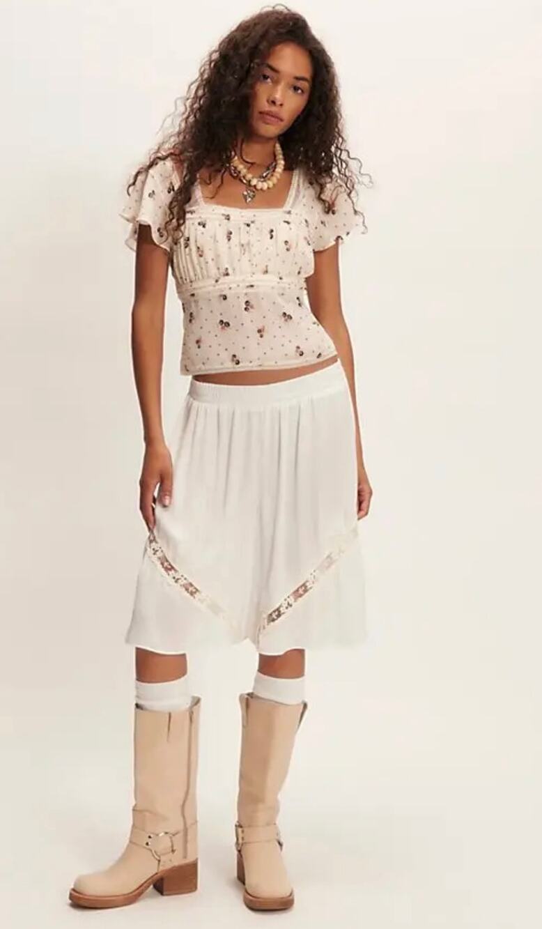 NWT FREE PEOPLE Prairie Field Top | Swan Combo | Size M